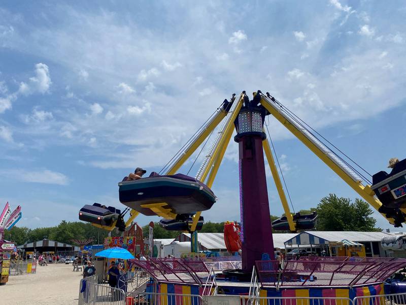 Riders enjoy the carnival at the Grundy County Fair.