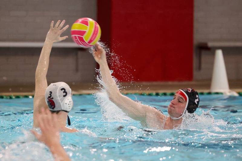 Bradley-Bourbonnais' Eli Swafford sends a shot on goal during the Boilermakers' 7-5 loss to Bremen on Thursday, April 2, 2026.