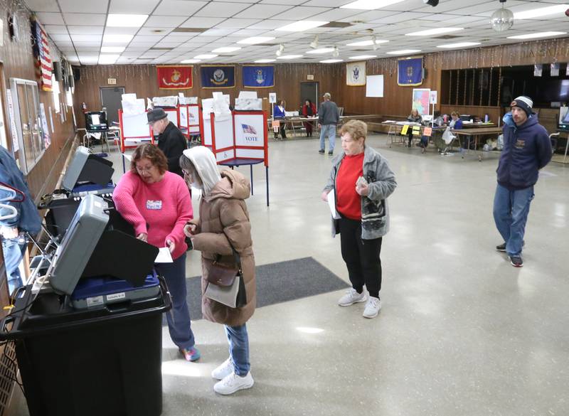 A line of voters wait to cast their ballot on Tuesday, March 19, 2024 at the VFW in La Salle.