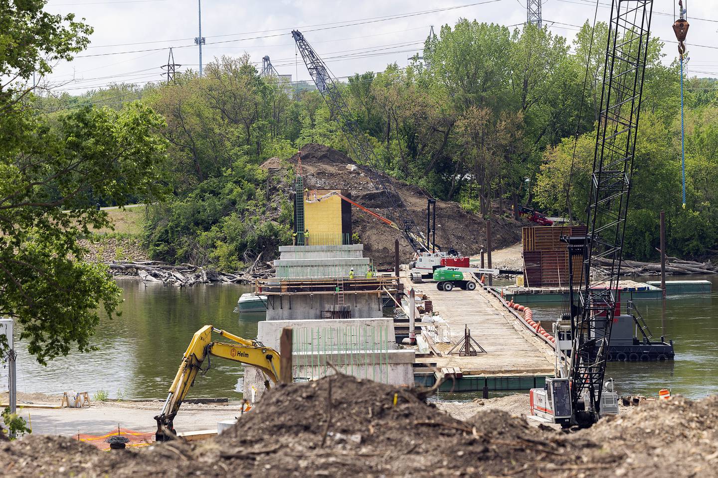 A look south along the building of the pedestrian bridge Tuesday, May 13, 2025, in Dixon.