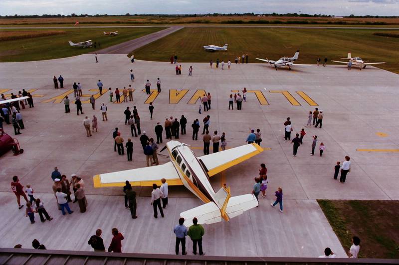 A view of the taxiway during a open house in September 1986 at the Illinois Valley Regional Airport in Peru.