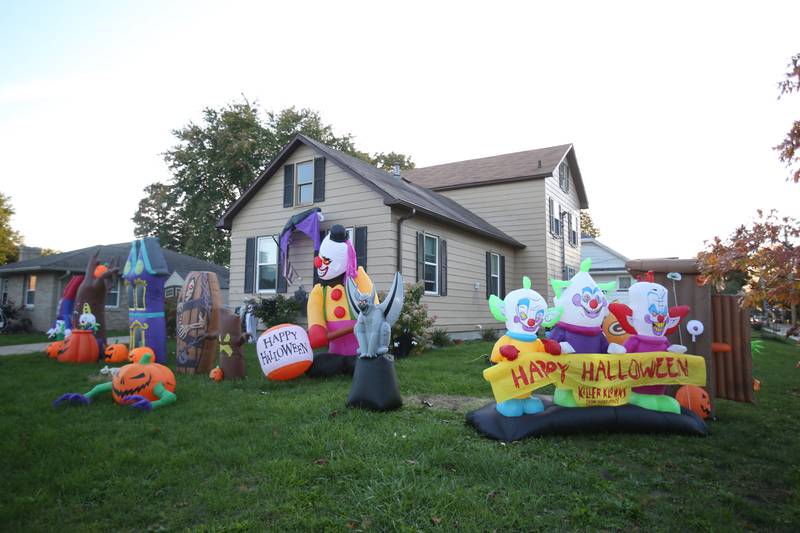 This home has many Halloween inflatables in the 1500 block of West Street on Wednesday, Oct. 18, 2023 in Peru.