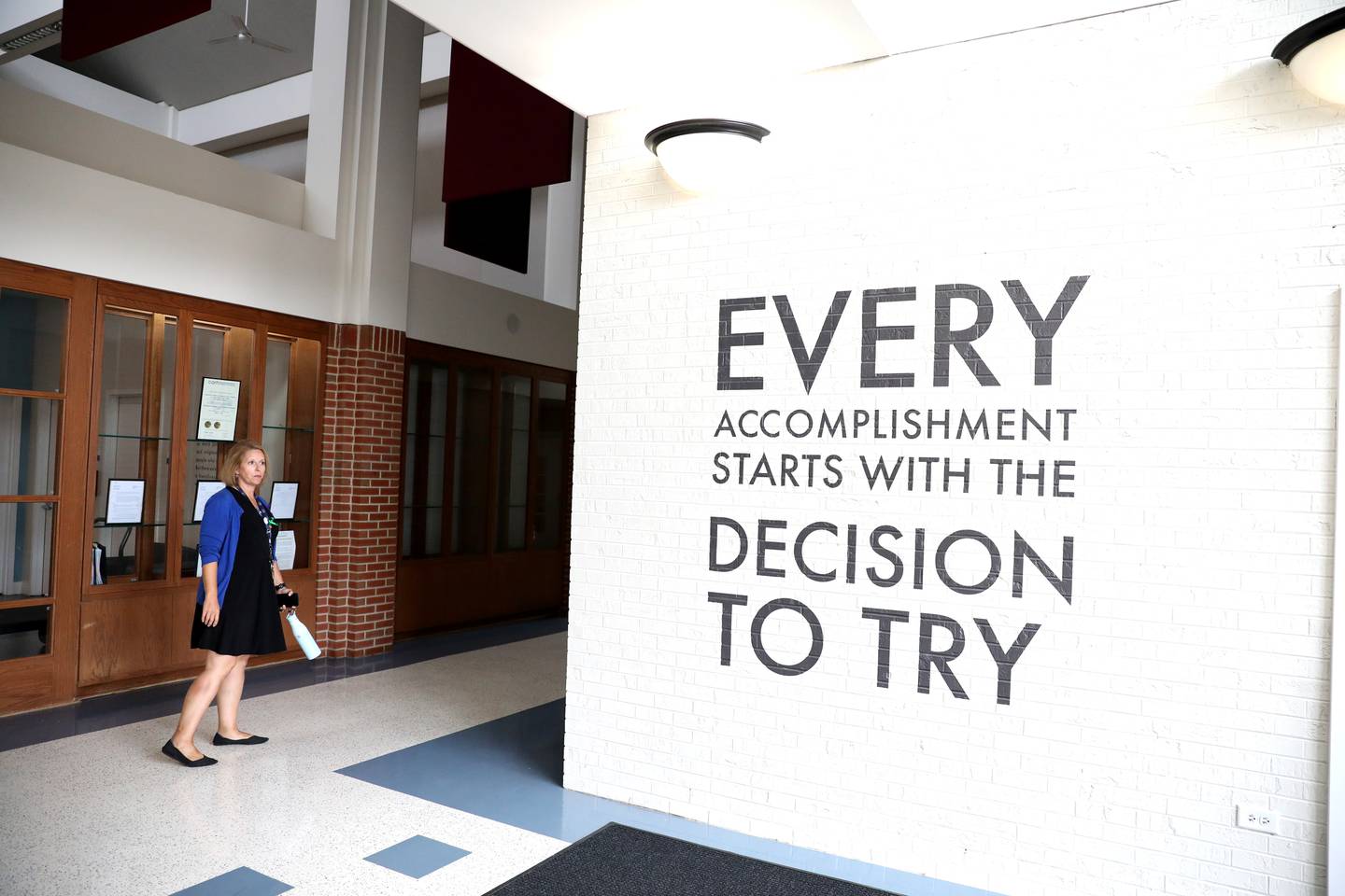 Karen Wolownik Albert, chief executive officer at Recovery Centers of America in St. Charles, gives a tour of one of the buildings on the center’s campus.