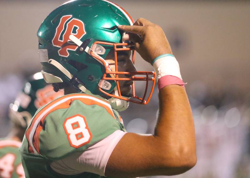 L-P's Marion Persich reacts after loosing to Kaneland on Friday, Oct. 17, 2025 at Howard Fellows Stadium.
