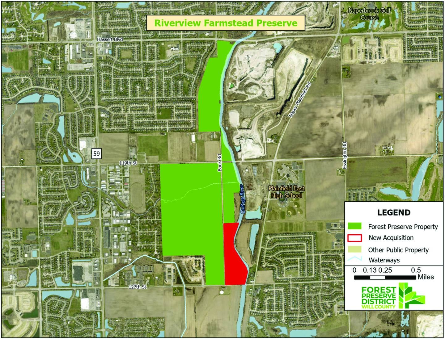 Map of the Riverview Farmstead Preserve and its newly acquired land.