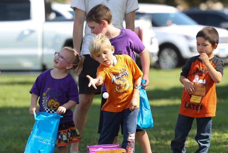 James Shupe plays a ball game at the at the Wish Upon a Star fundraiser on Saturday, Oct. 5, 2024 in Joliet.