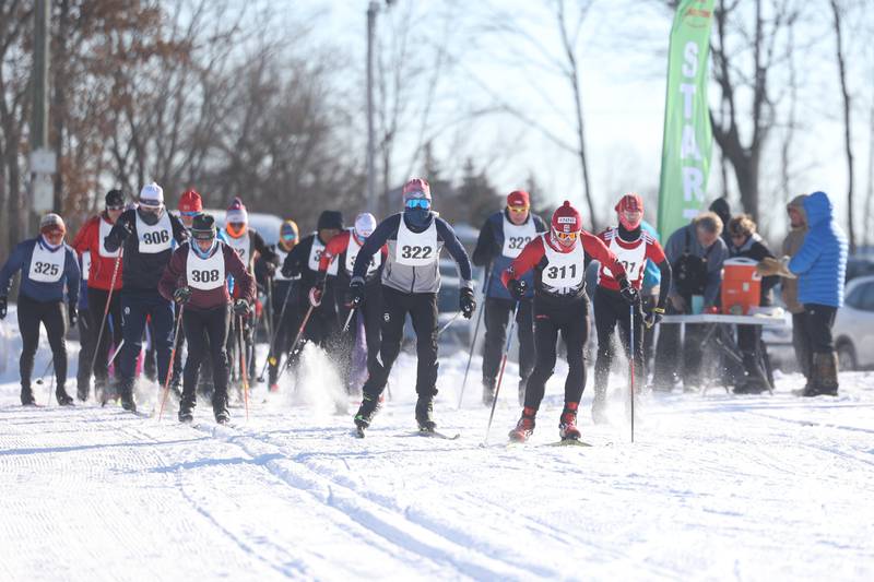 Skiers take off in the Joliet Nordic Ski Club 4k and 12k race on Saturday, Jan. 20th, 2024 at Woodruff Golf Course in Joliet.