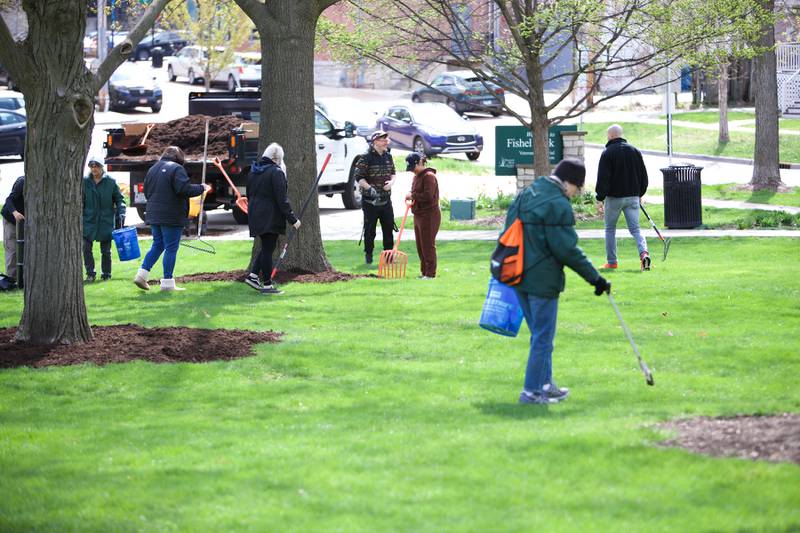Volunteers clean up Fishel Park to celebrate Earth Day on Saturday, April 22, 2023 in Downers Grove.