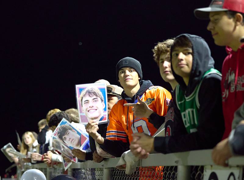 Hall fans cheer on the Red Devils as they host Rockridge on Friday, Oct. 24, 2025 at Richard Nesti Stadium.
