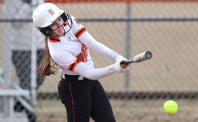 DeKalb’s Hazel Montavon drives the ball on the ground during their game against Rockford Auburn Wednesday, March 15, 2023, at DeKalb High School.