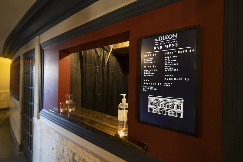 The theater will have separate concessions for snacks, canned beverages and mixed drinks when reopened.
