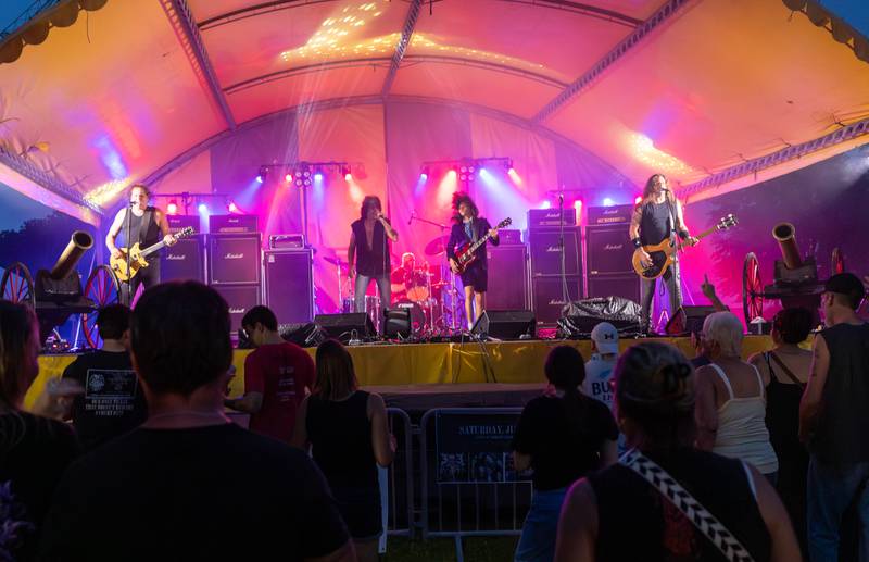 Thunderstruck performs at the Cops for Cancer event on Friday, July 25, 2025, at Cerri Memorial Park in Cedar Point.
