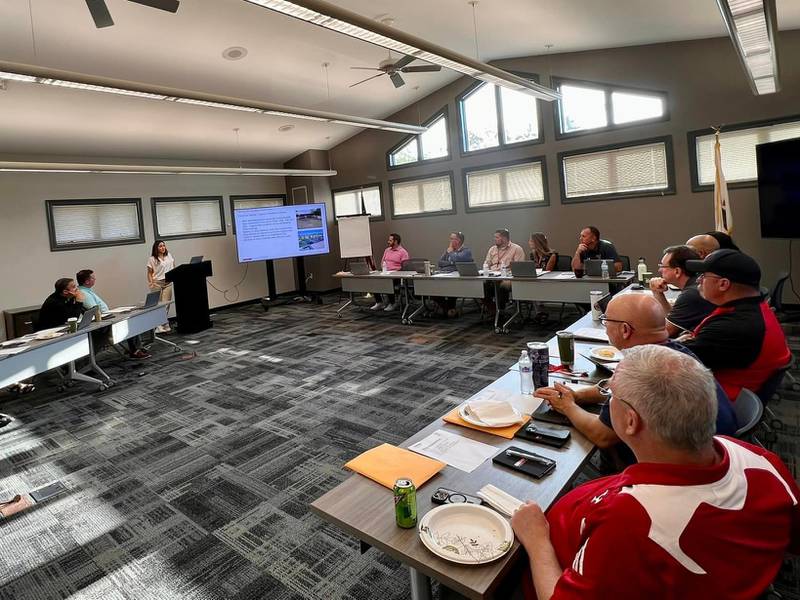 The Yorkville School Board 115 on Aug. 24 listens to a presentation by their hired architectural firm, Studio GC, on how to best optimize space in their facilities, included the recently acquired 100-acre property.