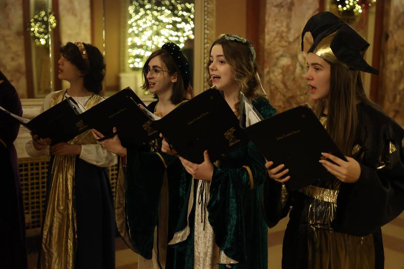 Joliet Central Madrical Singers perform as guest arrive at the A Very Rialto Christmas show on Monday, November 21st in Joliet.