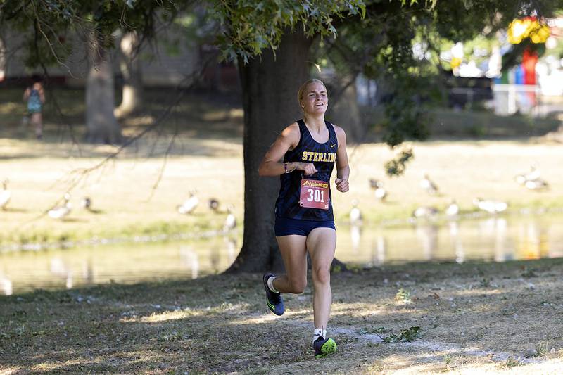 Sterling’s Lacey Updike takes second place Tuesday, Sept. 16, 2025, at the Twin Cities Triangular in Rock Falls.