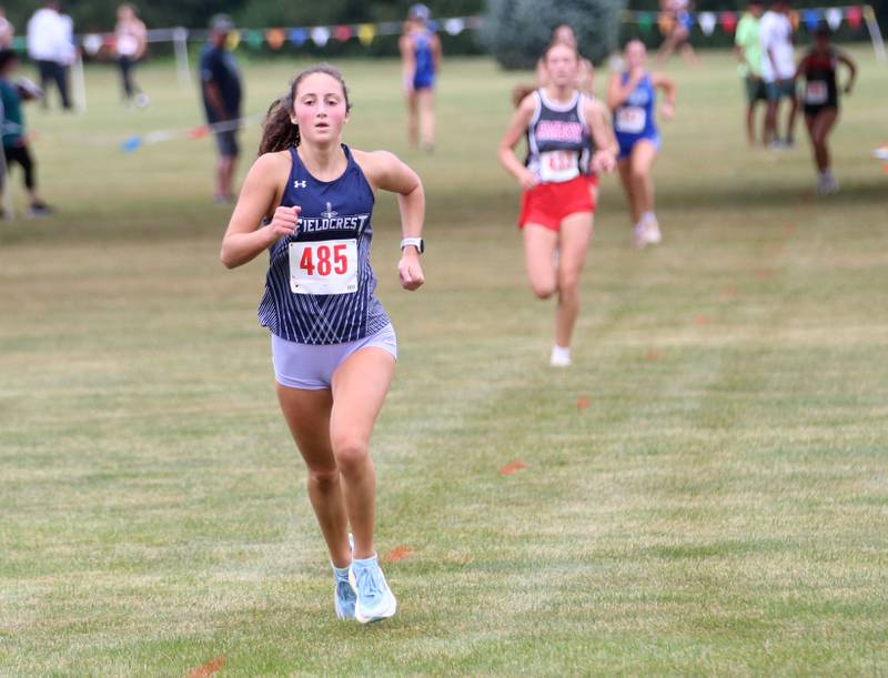 Fieldcrest's Macy Gochanour runs during the Gary Coates Invitational cross country meet on Saturday, Sept. 13, 2025 at Zearing Park in Princeton .