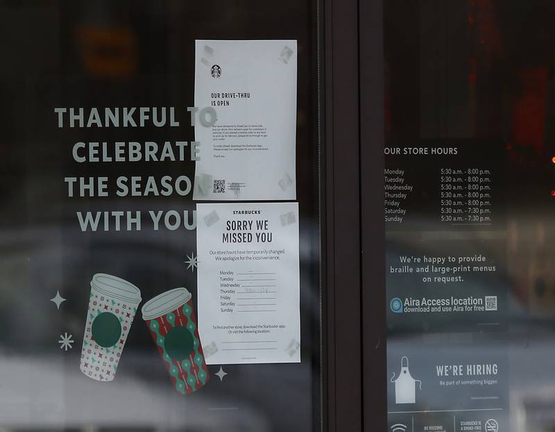A sign on the door of the Cary Starbucks location on Thursday, Nov. 17, 2022, lets customers know that the inside of the store is closed. Workers at Starbucks in Cary joined other workers across the country seeking to convince the company to better negotiate with its unionized locations.