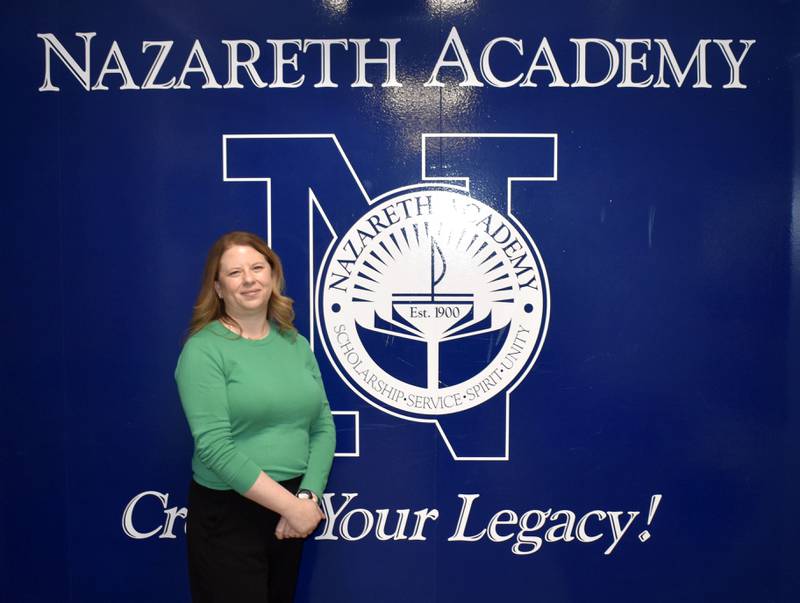 Bethany Mager is in her 10th year of teaching math to Nazareth Academy students at the La Grange Park high school. She graduated from there in 1999.