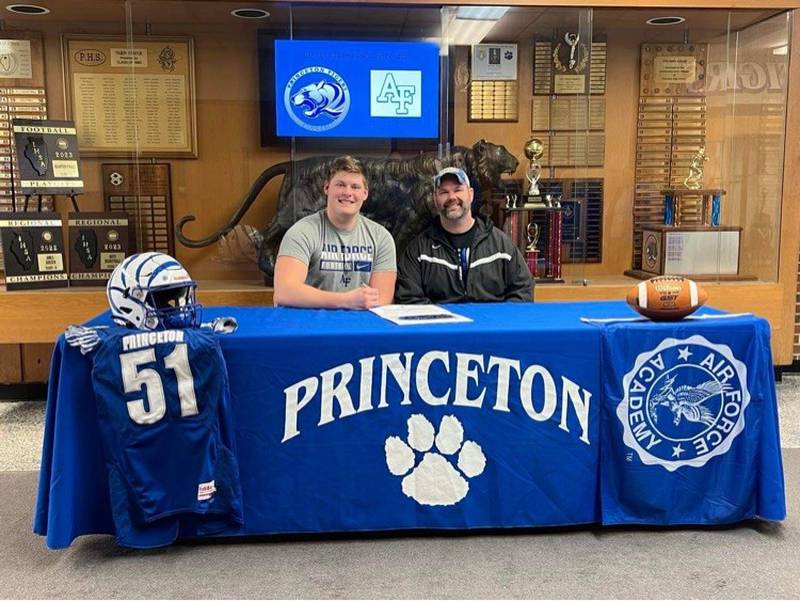 Princeton senior Bennett Williams was joined by Tiger coach Ryan Pearson for his signing day with the Air Force Academy on Friday.