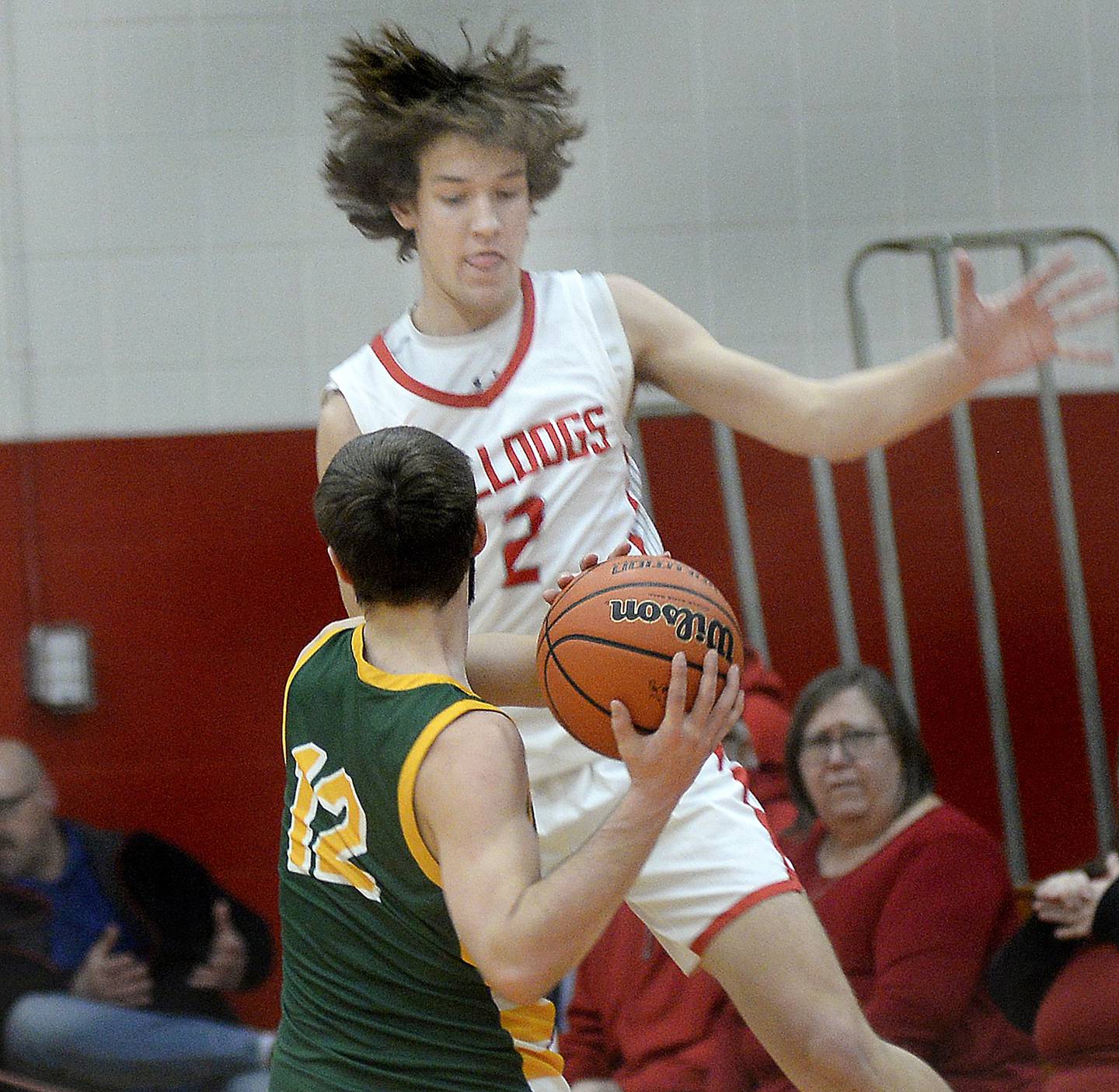 Streator’s Matt Williamson leaps to block a pass by Coal City’s Carson Shepard in the 2nd period on Tuesday, Jan. 31, 2023 at Streator High School.