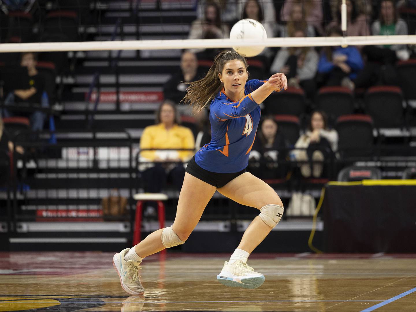 Genoa-Kingston’s Hannah Langton plays a shot Friday, Nov. 11, 2022 in the class 2A semifinal game against IVC.