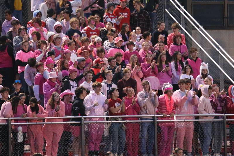 Ottawa Pirate fans cheer on the football team as they play Morris on Friday, Oct. 13, 2023 at King Field.