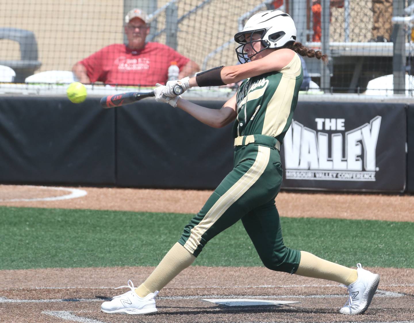 St. Bede's Lily Bosnich gets a hit against Illini Bluffs in the Class 1A State championship game on Saturday, June 3, 2023 at the Louisville Slugger Sports Complex in Peoria.