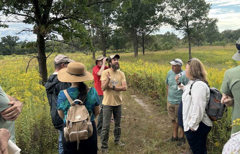 A "Prairie Meets Savanna" nature hike was one of the guided hikes offered at the Nachusa Grasslands on Saturday, Sept. 20, 2025 during Autumn on Prairie.