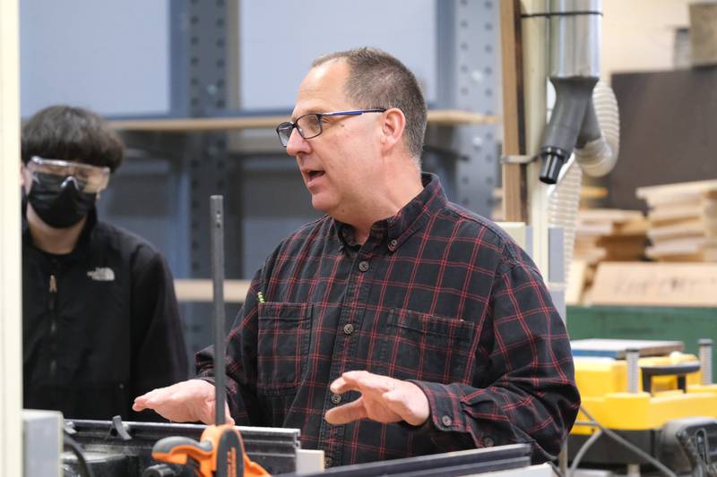 The Navy recognized Tim Gyrgiel, a teacher in Joliet Central’s Career and technical education (CTE) department, with its Navy Impact Influencer Award. Wednesday, April 20, 2022, in Joliet.