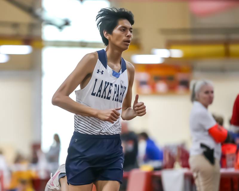 Lake Park's Daniel Bernal competes in the 1600 Meters during the DuKane Boys Indoor Track and Field Conference Championships. Mar 16, 2024