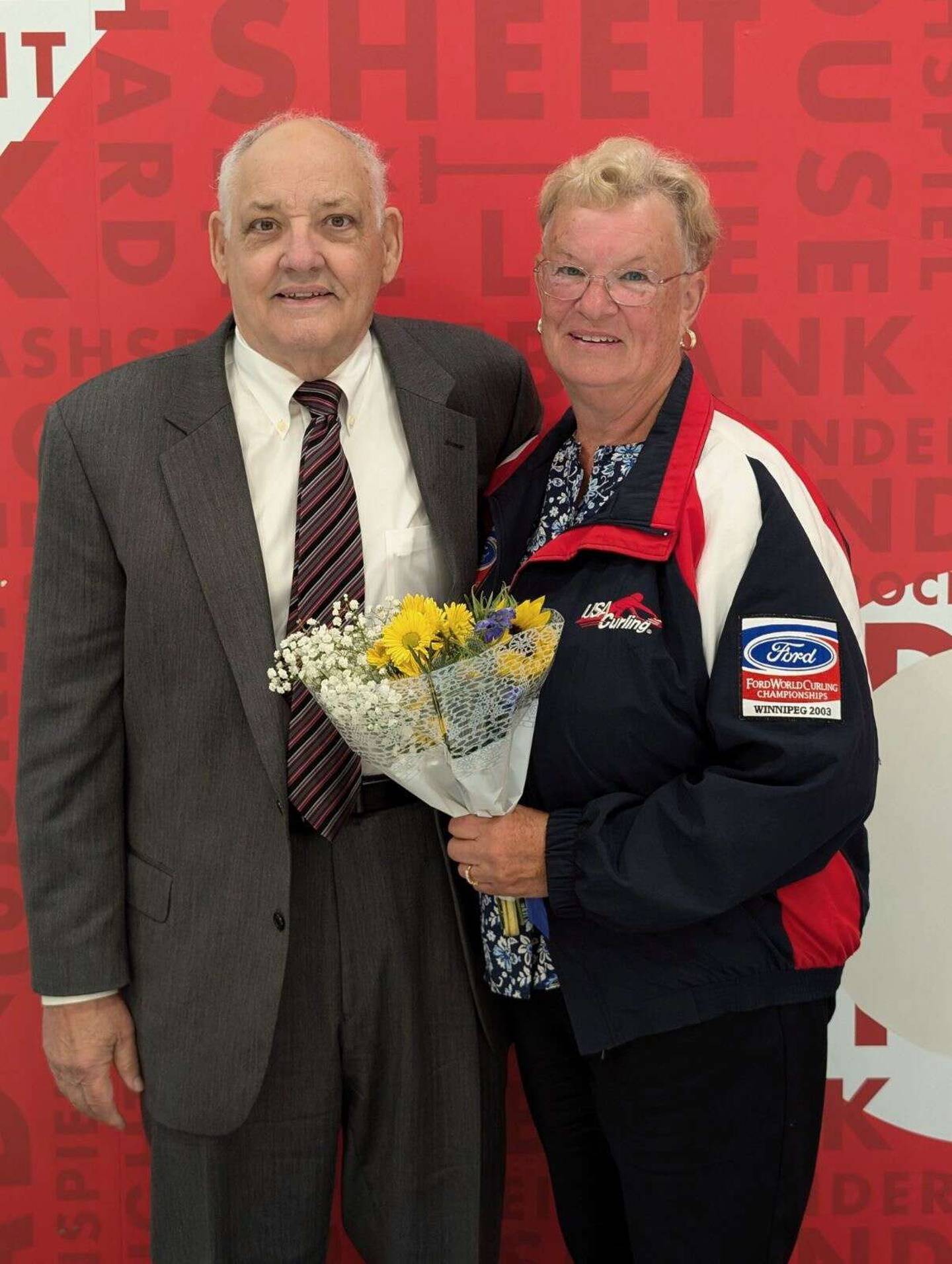 Pictured with her husband, Marc, in 2024 Joni Cotten was inducted into the USA Curling Hall of Fame at the Chaska Curling Club in Chaska, Minnesota. She was a member of Team McCormick, the first and only United States women’s curling team to win a world championship, in 2003.