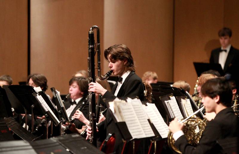 The Batavia High School Wind Ensemble performs on Wednesday, Dec. 18, 2024 at the Batavia Fine Arts Centre. The concert included a performance by the Inagakuen Sogo High School Wind Orchestra from Japan.
