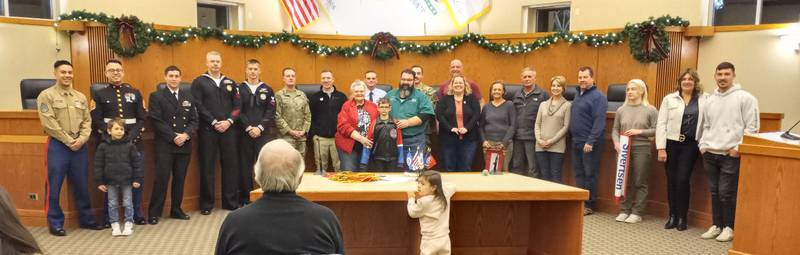 The Blue Star Banner Program held a banner presentation ceremony on Dec. 5, 2022, recognizing 30 Crystal Lake residents and city government employees serving in the military.