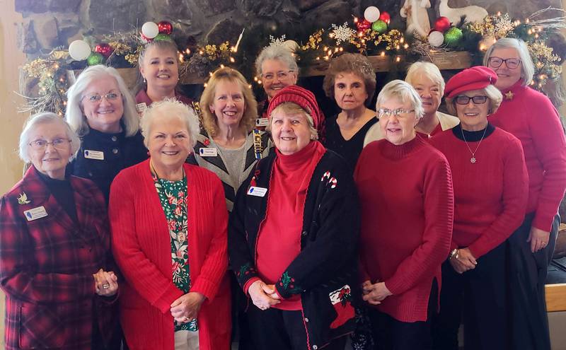 Members of the Chief Senachwine DAR Chapter pose in front of the holiday decorations at the Lake Thunderbird Clubhouse during their Dec. 5th Christmas party and potluck. In celebration of America 250, they shared information on the members' Revolutionary War patriots.