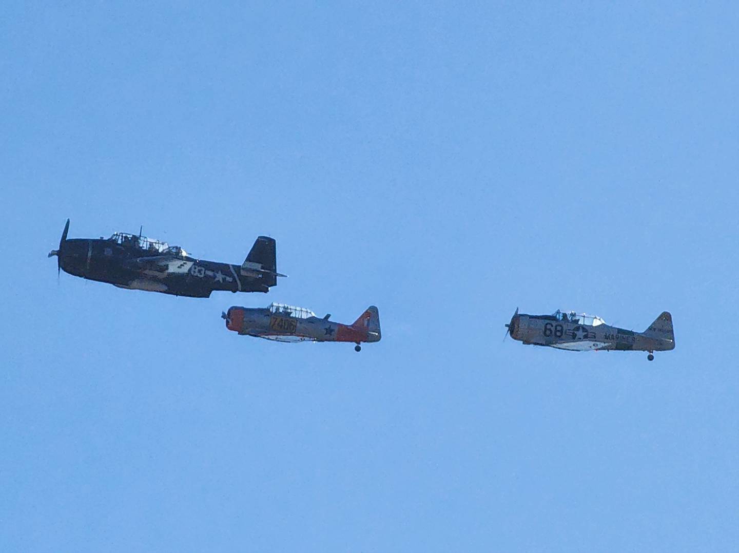 Multiple TBM Avengers performed a fly-over to close out the day’s events and put an end to the 43rd Annual Pearl Harbor Parade.
