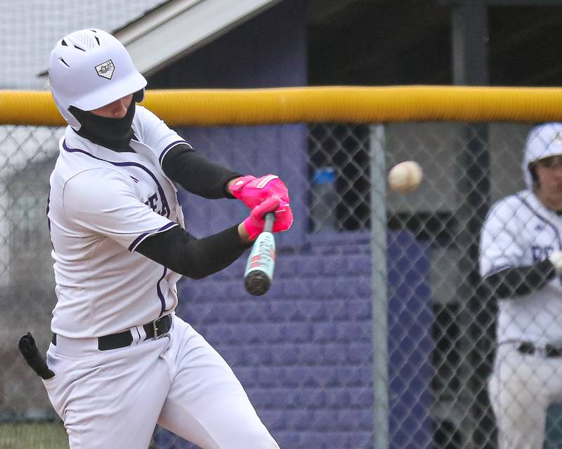 Plano's Quentin Santoria (24) swings at a pitch during baseball game between Sandwich at Plano on Thursday, April 9, 2025 in Plano.