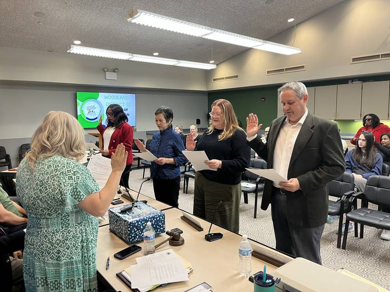 On April 24, the Woodland Board of Education held its April Governing Board Meeting and a Special Organizational Meeting to welcome new board members after the April 1 election.