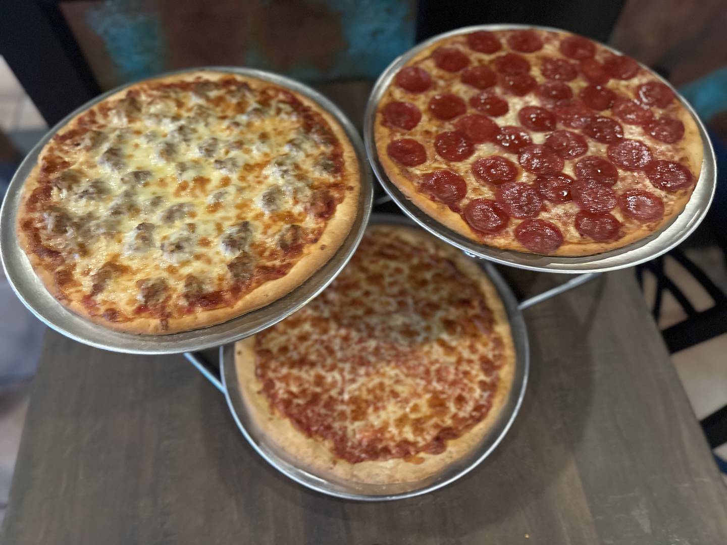 Thin crust pizza at Leona's Pizzeria & Restaurant