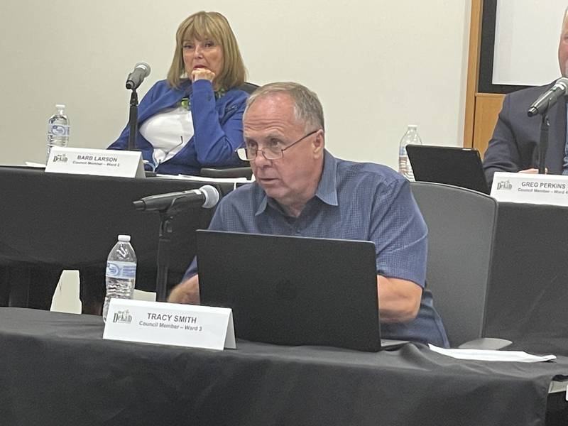 Third Ward Alderman Tracy Smith provides remarks at the Aug. 8, 2022 meeting of the DeKalb City Council.