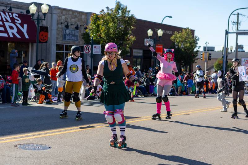 DeKalb Roller Derby Team in the Sycamore Pumpkin Festival parade  on Sunday Oct. 26,2025 in Sycamore.