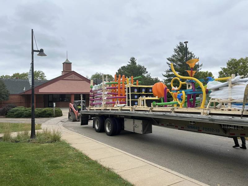 New splash pad equipment arrives at Tomahawk Aquatic Center.