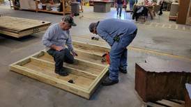 Byron Forest Preserve, Bryon Rotary works on sled shed project