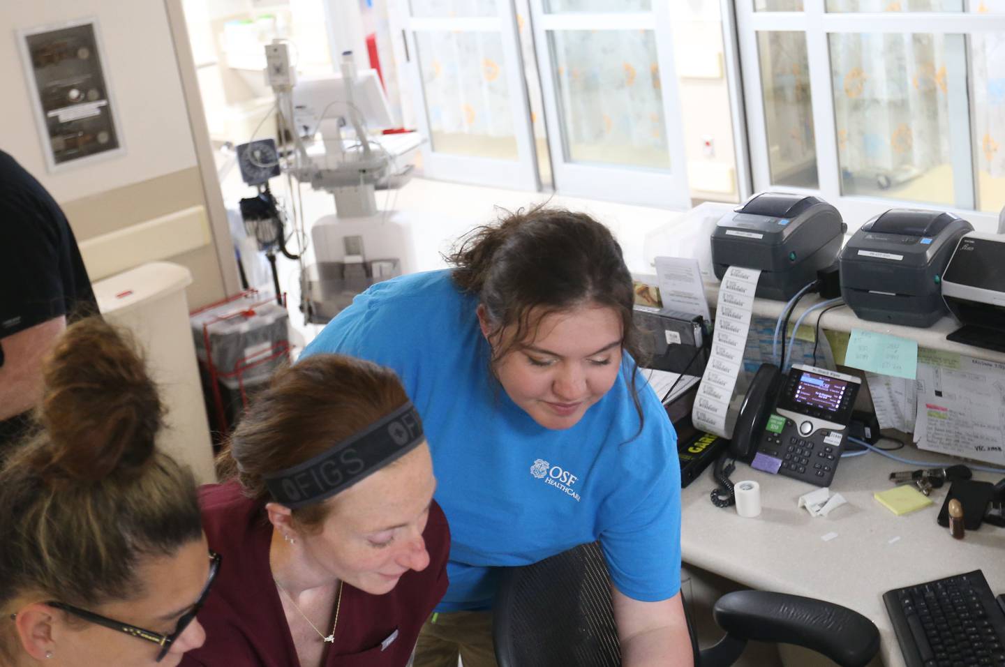 OSF Healthcare nurses work in the emergency room on Friday, May 15, 2026 at OSF St. Elizabeth Medical Center in Peru.