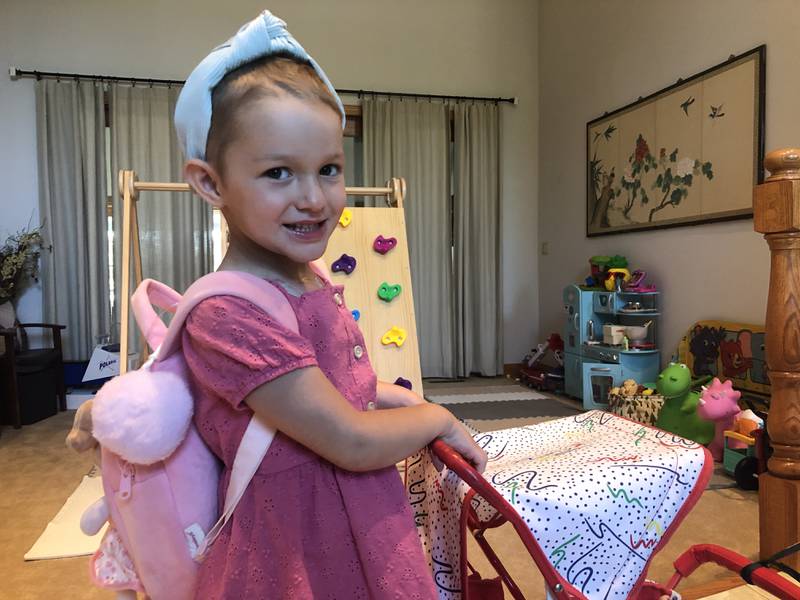 Kinsley McLamore, 3, of Johnsburg on Friday, Aug. 23, 2024. She was diagnosed in March with acute lymphoblastic leukemia.