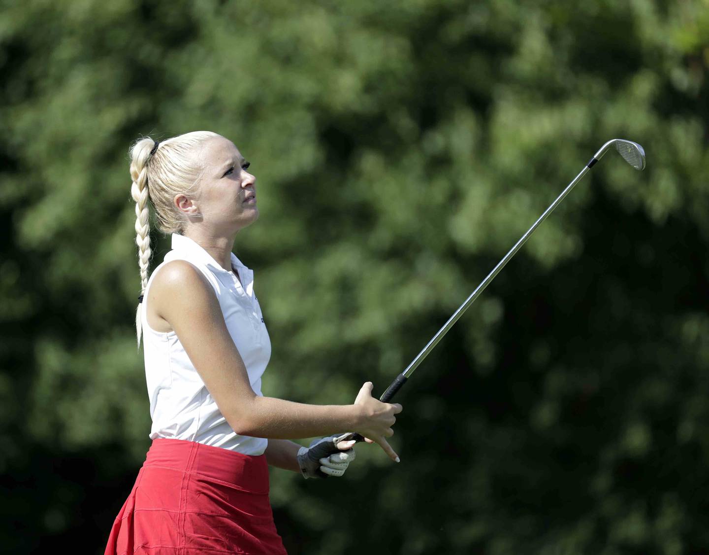 Brian Hill/bhill@dailyherald.com
Ava Reisinger of Saint Viator during East Suburban Catholic girls golf Tuesday September 20, 2022 at Highland Woods Golf Course in Hoffman Estates.