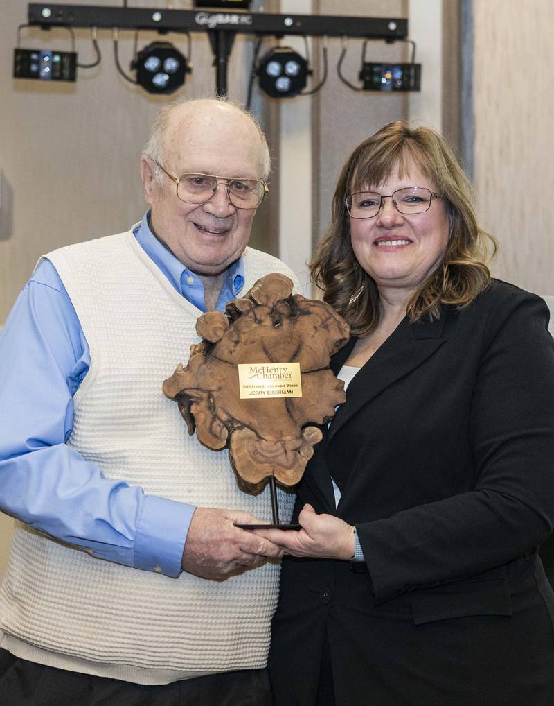 Jerry Eiserman, left, was honored at the McHenry Area Chamber of Commerce's annual gala on Saturday, January 24, 2026, at the Holiday Inn in Crystal Lake.
