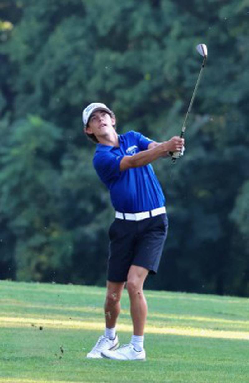 Princeton senior Stihl Brokaw watches hit shot Thursday at Chapel Hill Golf Course.