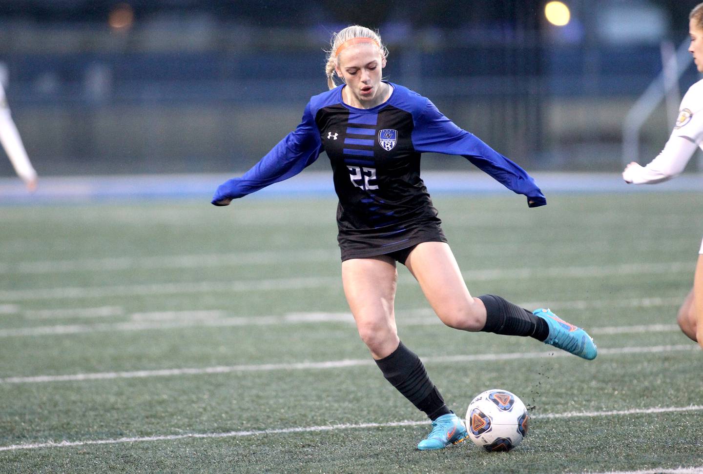 Geneva’s Morgan Rudowicz goes after the ball during a home game against Lyons Township on Thursday, March 24, 2022.