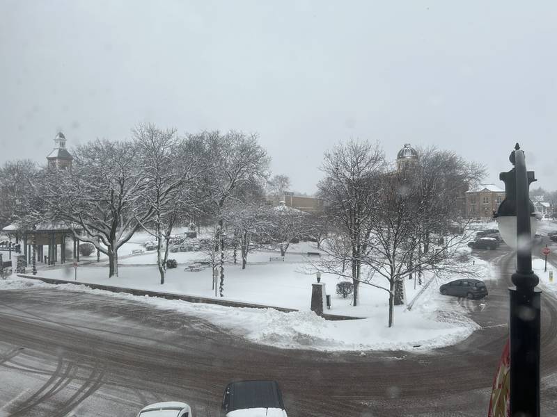 Woodstock Square Jan. 12, 2024, first big snowstorm of the season.