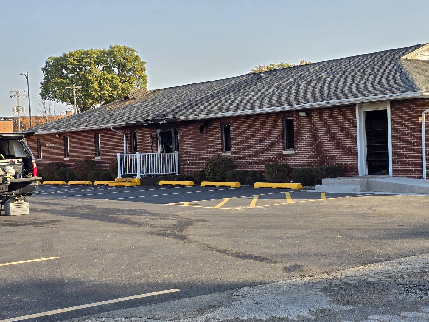 The New Beginnings Baptist Church Hall in Streator was damaged by fire Friday, Oct. 11, 2024.
